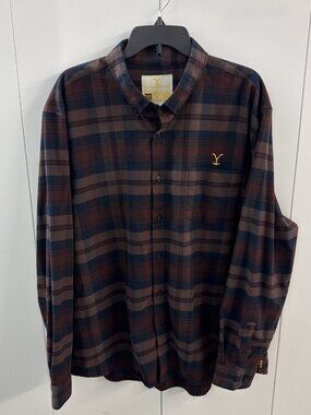RSVLTS Yellowstone Flannel Shirt Mens 2XL XXL Casual Button Up Plaid Long Sleeve